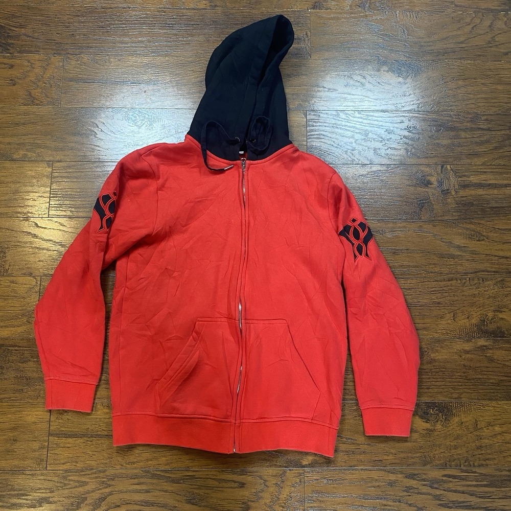 Aphmau Ultima Zip Up Hoodie Large Red Black Wolf Graphic Sweatshirt